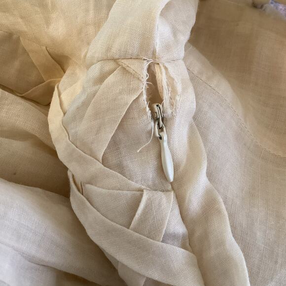 Innika Choo Ramie Linen Pleated Lattice Dress Irish Cream 1 S NWT $328 - Picture 12 of 12